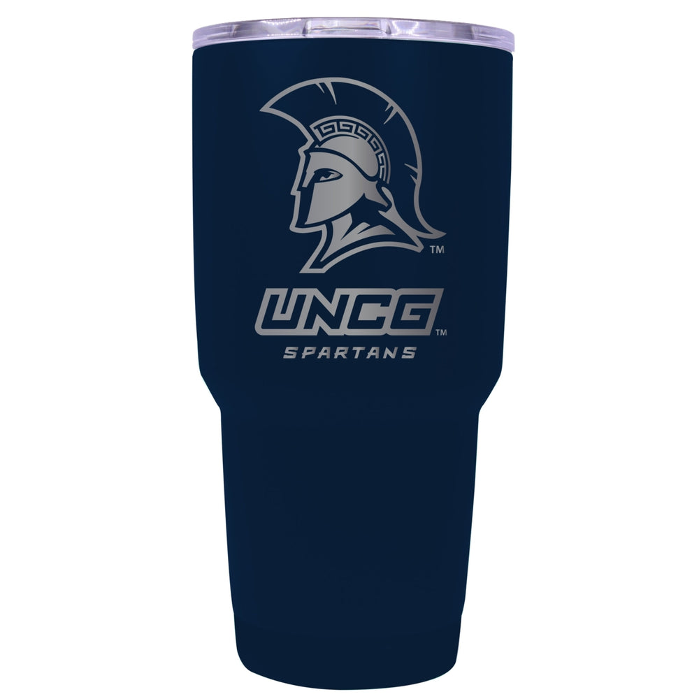 North Carolina Greensboro Spartans 24 oz Laser Engraved Stainless Steel Insulated Tumbler - Choose Your Color. Image 2