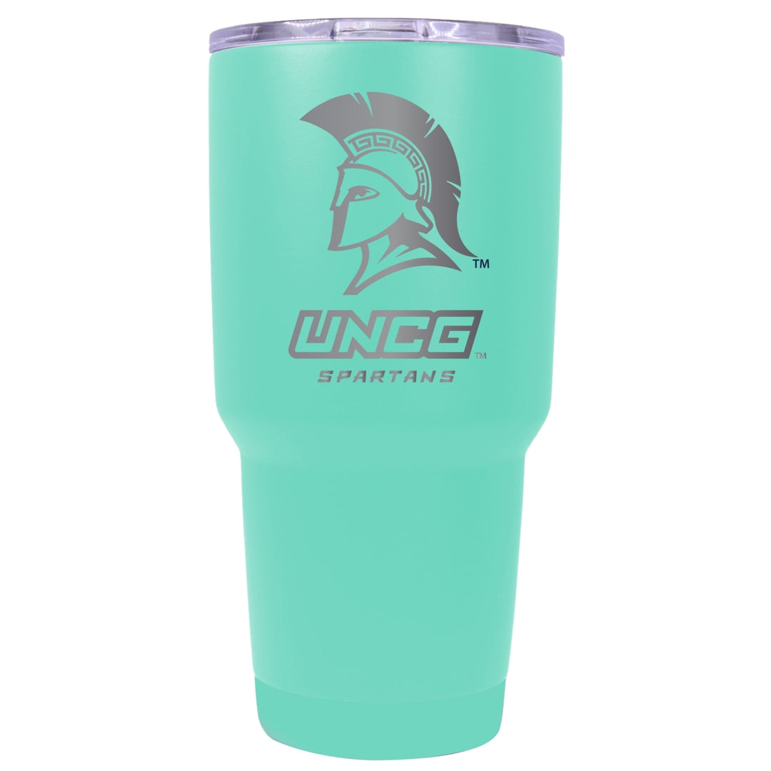 North Carolina Greensboro Spartans 24 oz Laser Engraved Stainless Steel Insulated Tumbler - Choose Your Color. Image 3