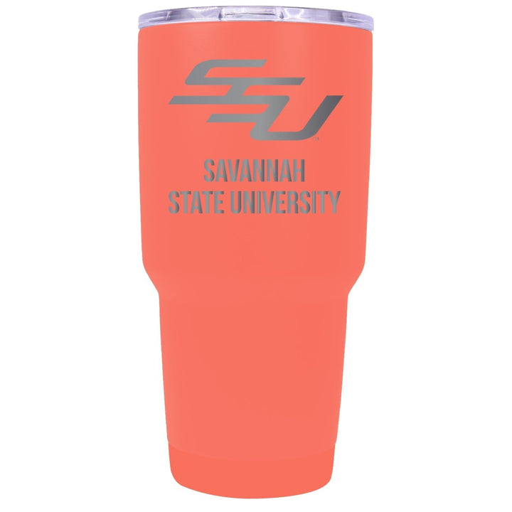 Savannah State University 24 oz Laser Engraved Stainless Steel Insulated Tumbler - Choose Your Color. Image 1