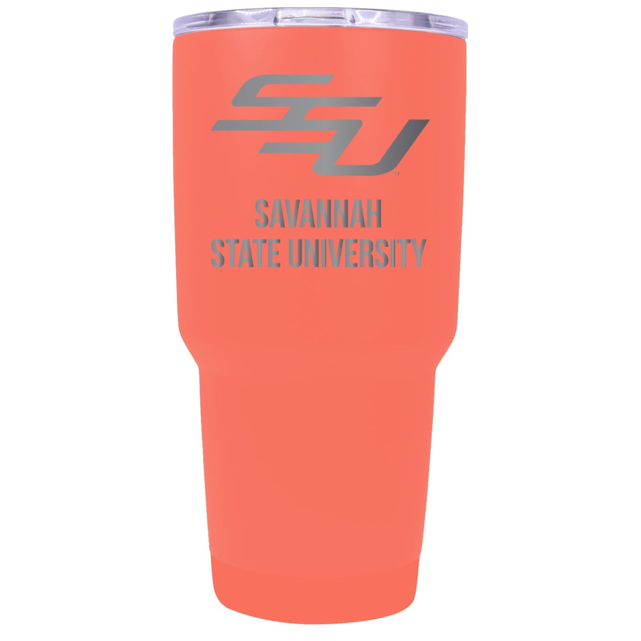 Savannah State University 24 oz Laser Engraved Stainless Steel Insulated Tumbler - Choose Your Color. Image 1