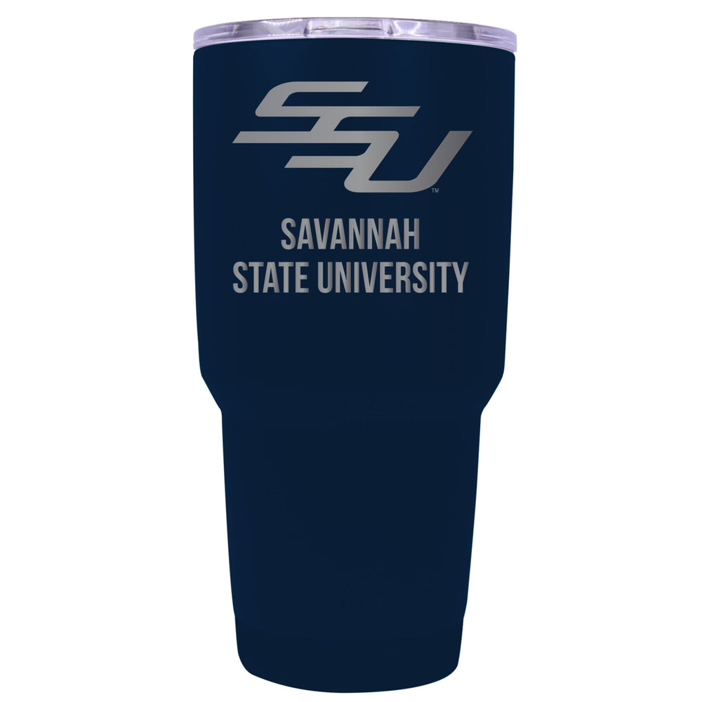 Savannah State University 24 oz Laser Engraved Stainless Steel Insulated Tumbler - Choose Your Color. Image 2