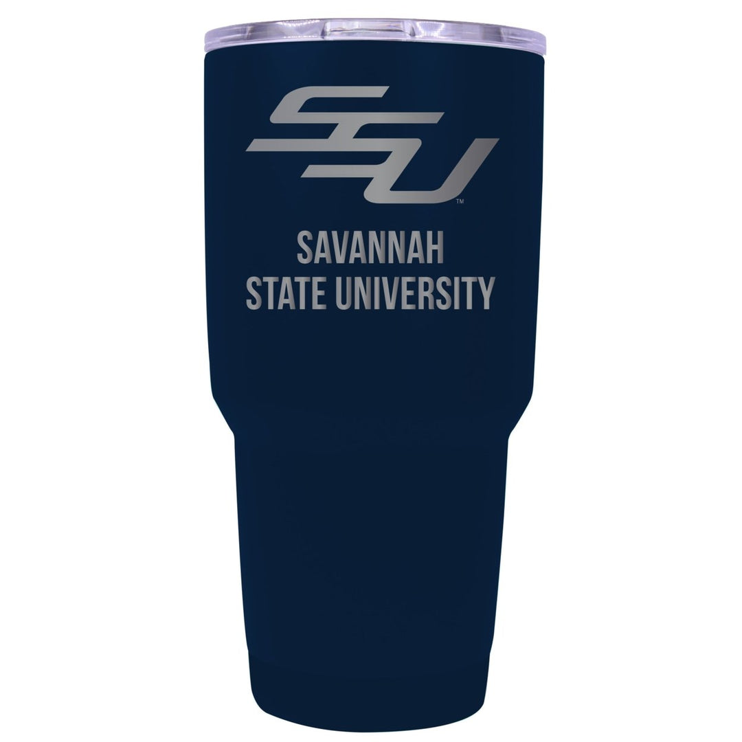 Savannah State University 24 oz Laser Engraved Stainless Steel Insulated Tumbler - Choose Your Color. Image 1