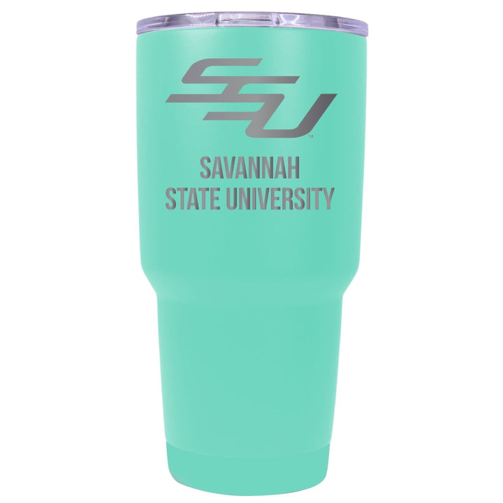 Savannah State University 24 oz Laser Engraved Stainless Steel Insulated Tumbler - Choose Your Color. Image 4