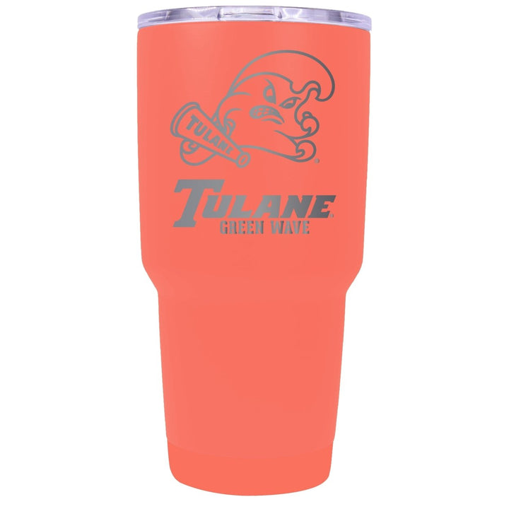 Tulane University Green Wave 24 oz Laser Engraved Stainless Steel Insulated Tumbler - Choose Your Color. Image 1