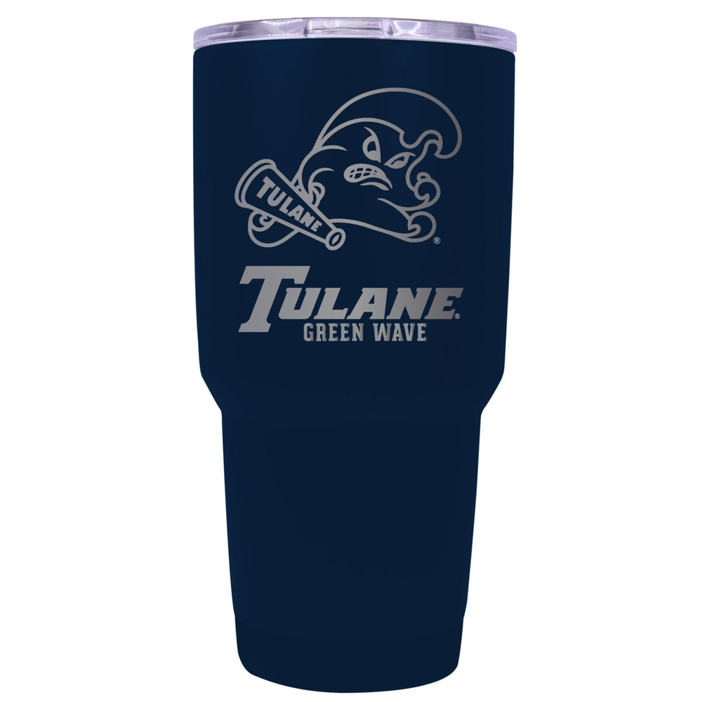 Tulane University Green Wave 24 oz Laser Engraved Stainless Steel Insulated Tumbler - Choose Your Color. Image 2
