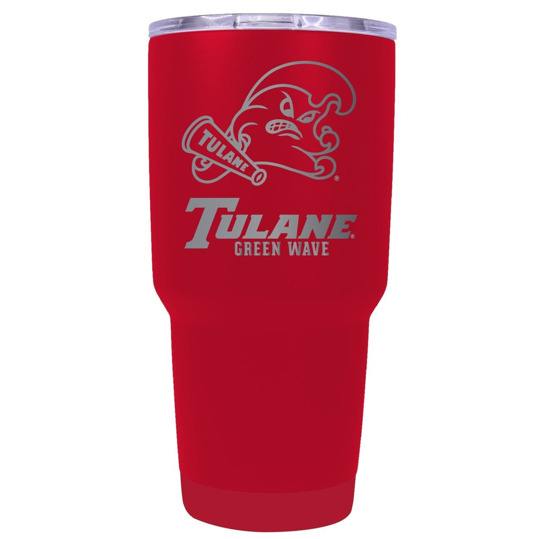 Tulane University Green Wave 24 oz Laser Engraved Stainless Steel Insulated Tumbler - Choose Your Color. Image 3