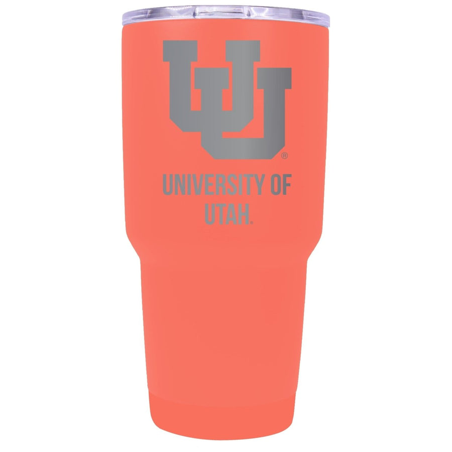 Utah Utes 24 oz Laser Engraved Stainless Steel Insulated Tumbler - Choose Your Color. Image 1