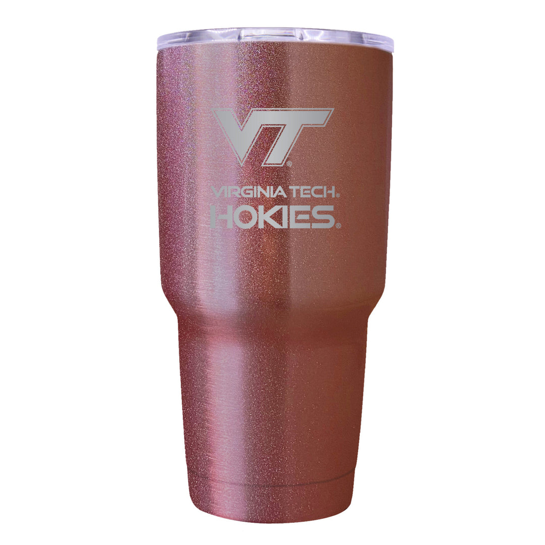 Virginia Tech Hokies Premium Laser Engraved Tumbler - 24oz Stainless Steel Insulated Mug Rose Gold Image 1