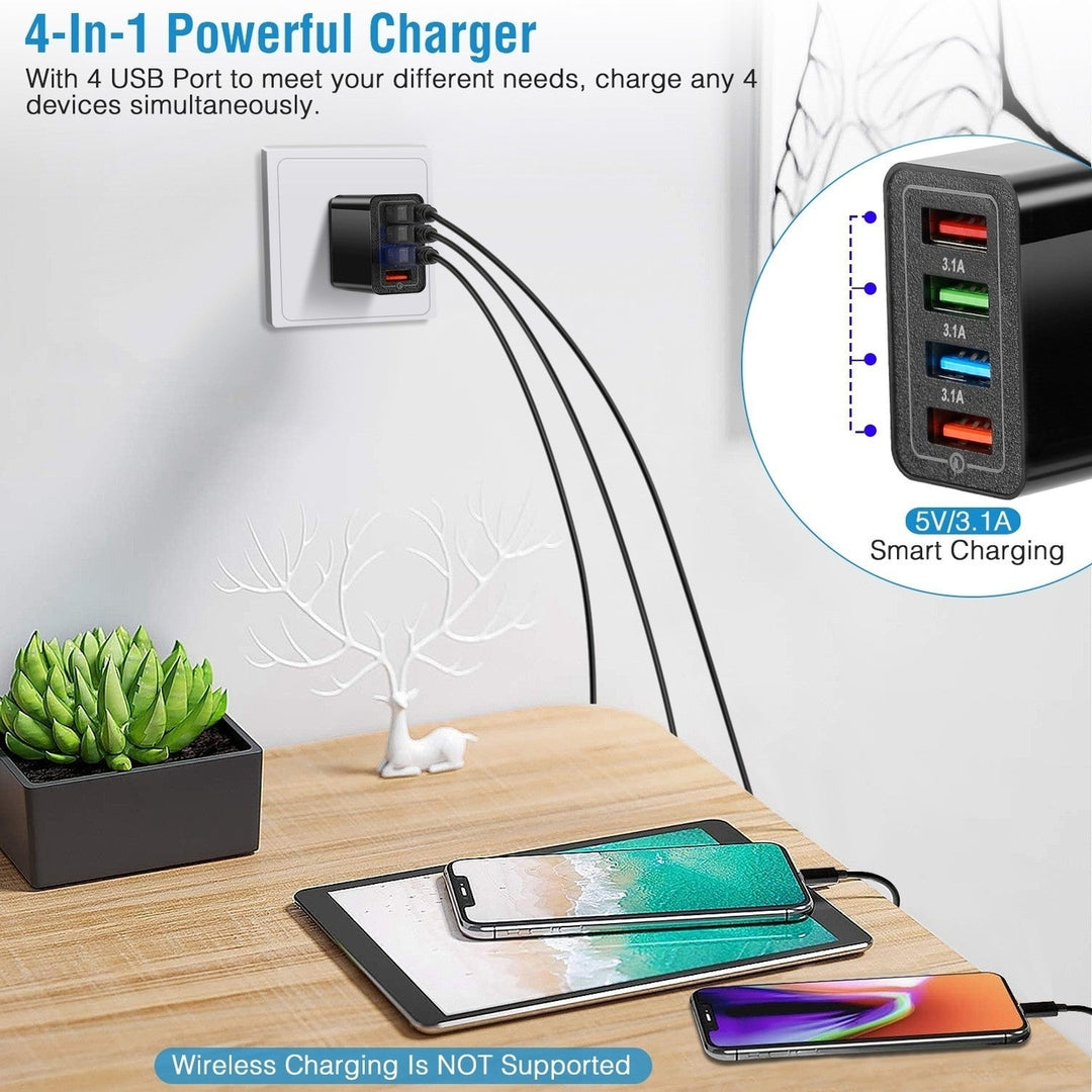 3 Packs 4 Port USB Wall Charger USB Hub Charger Wall Power Charging Plug Adapter Fit For Samsung Galaxy S9 S8 Image 3