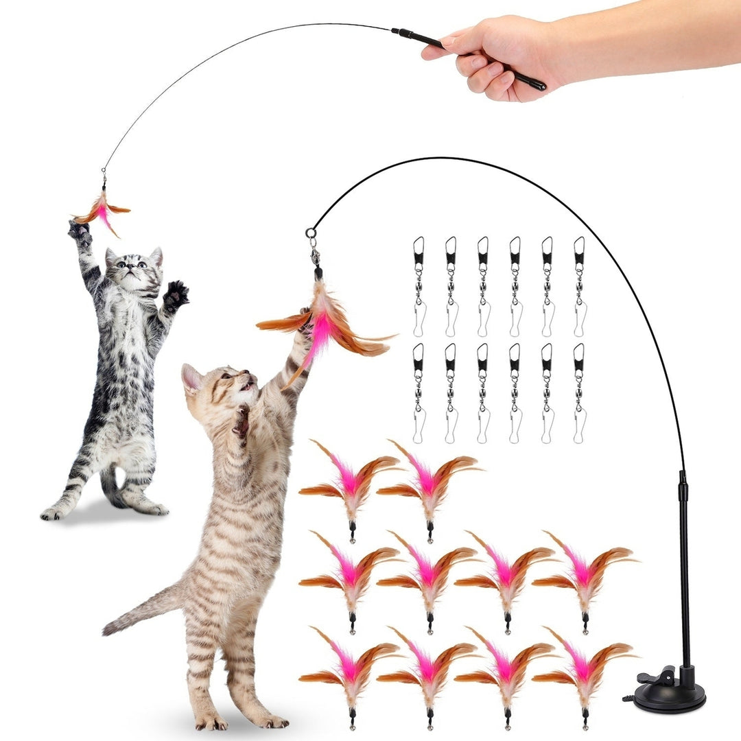 Cat Feather Toys Wand Rod Interactive Cat Spring Bell Play Toys Image 11