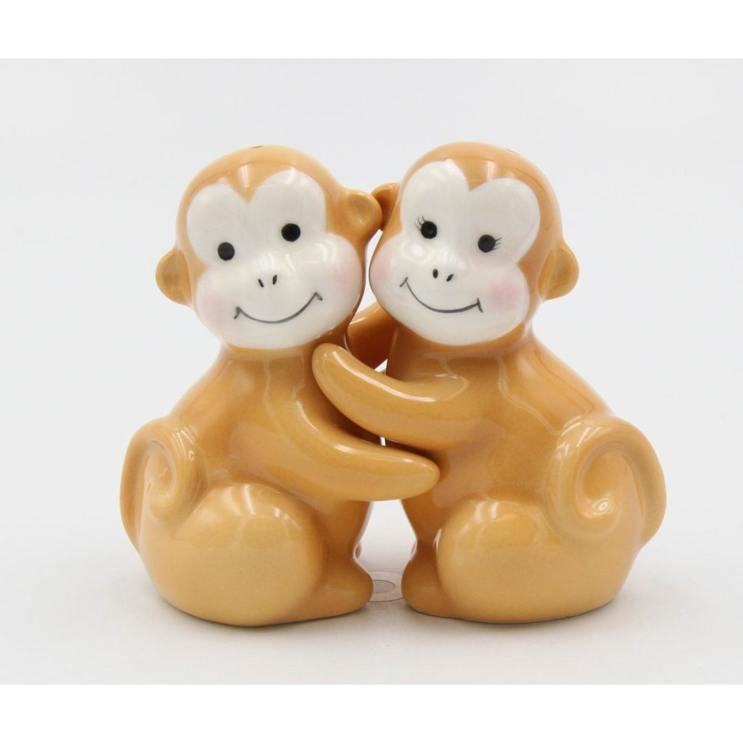 Ceramic Brown Monkey Salt and Pepper Shakers 2.125x1.75x3.125 for Image 3