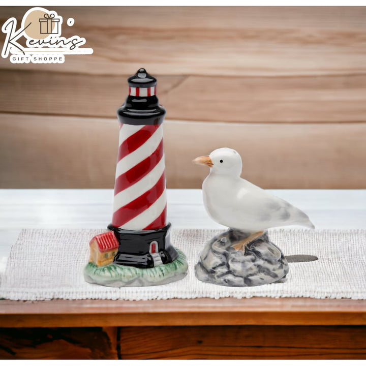 Kevins Gift Shoppe Ceramic Light House and Sea Gull Salt and Pepper Shakers Image 2