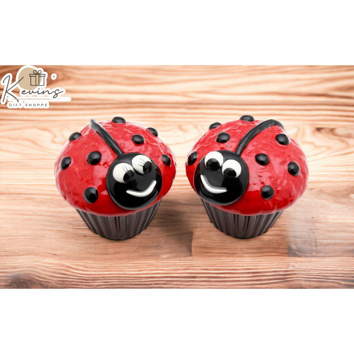 Ceramic Ladybug Cupcake Salt and Pepper Shakers Image 1