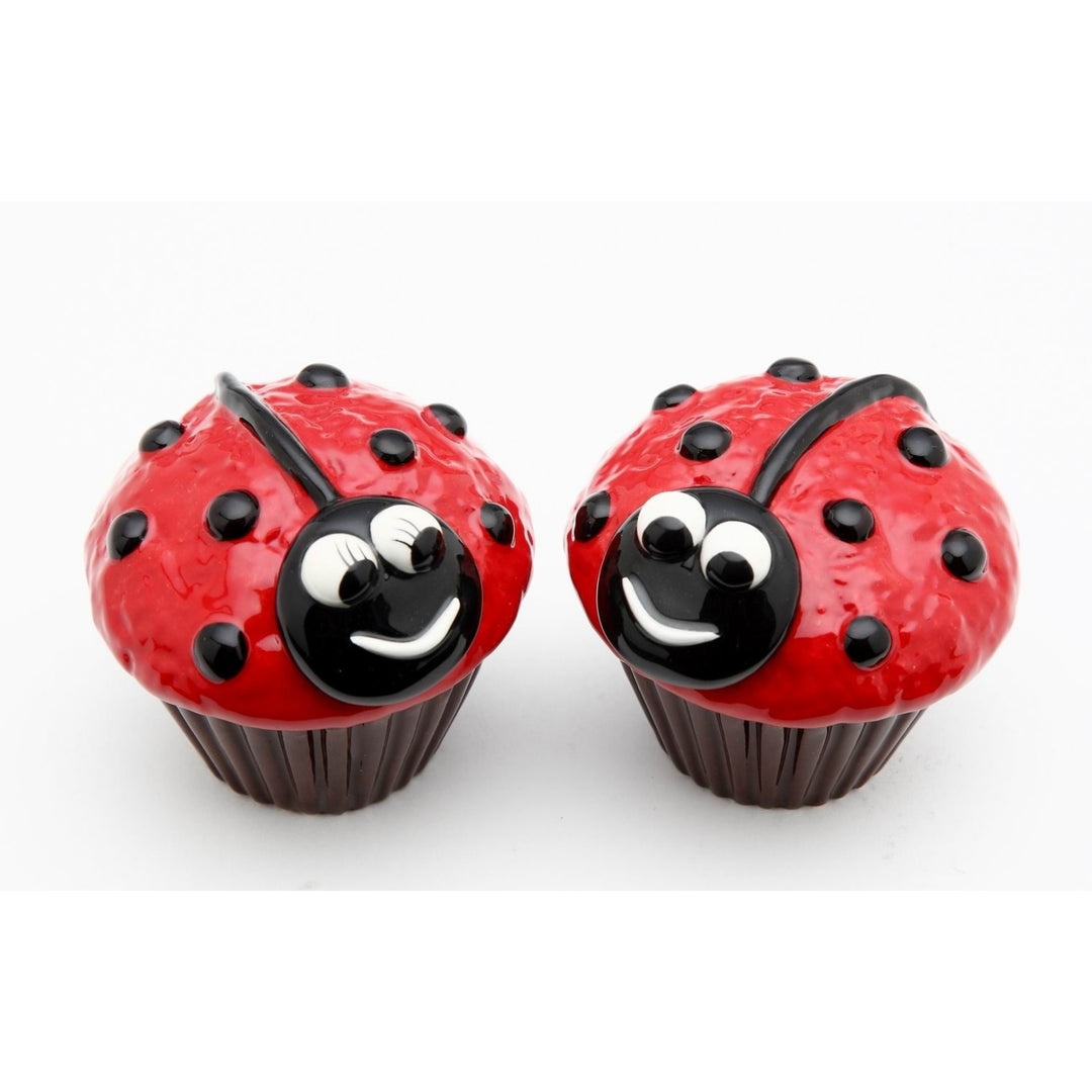 Ceramic Ladybug Cupcake Salt and Pepper Shakers Image 3