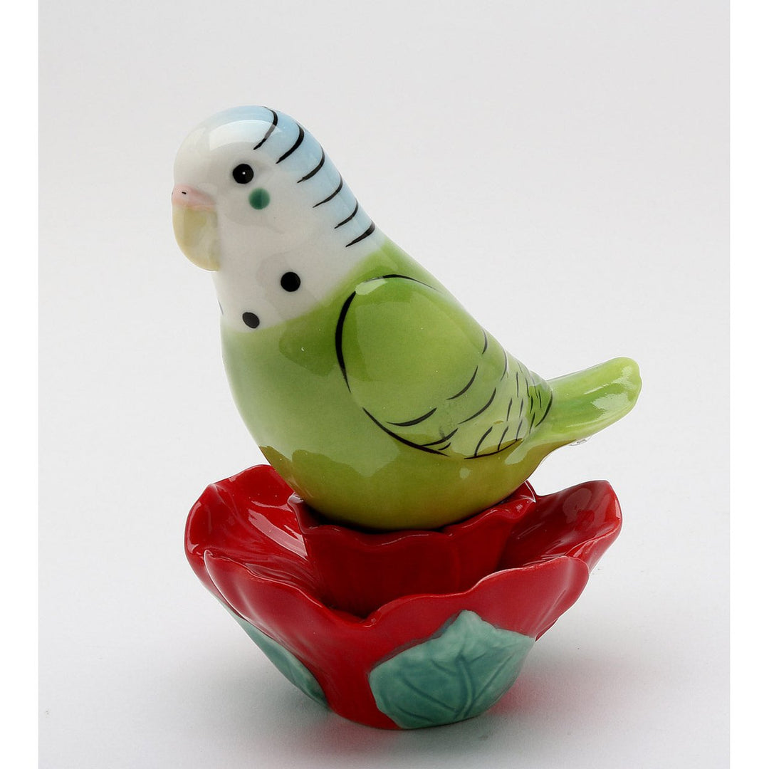 Ceramic Parakeet Bird Salt Pepper Shakers Magnetic 3.5 Inch Gift Image 3