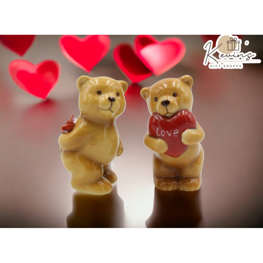 Porcelain Teddy Bear Salt and Pepper Shakers 3 inch Kitchen Gift Image 1