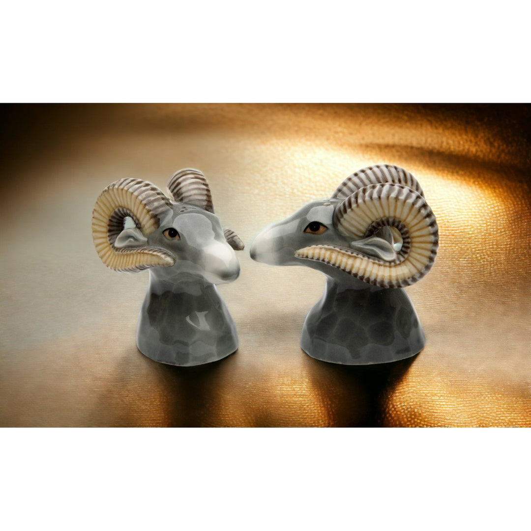 Hand Painted Ceramic Rams Salt and Pepper Shakers Image 2