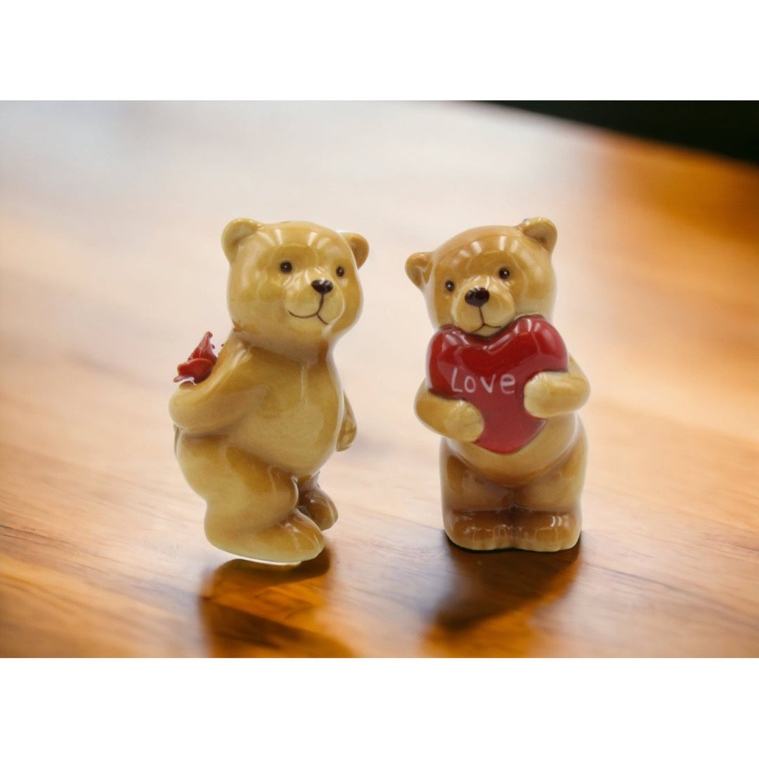 Porcelain Teddy Bear Salt and Pepper Shakers 3 inch Kitchen Gift Image 2