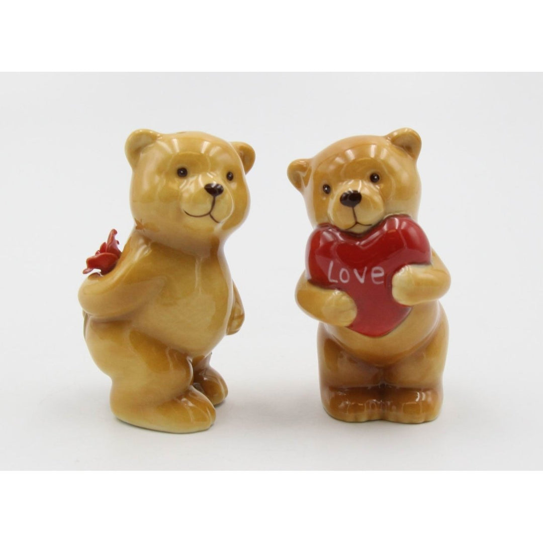 Porcelain Teddy Bear Salt and Pepper Shakers 3 inch Kitchen Gift Image 3