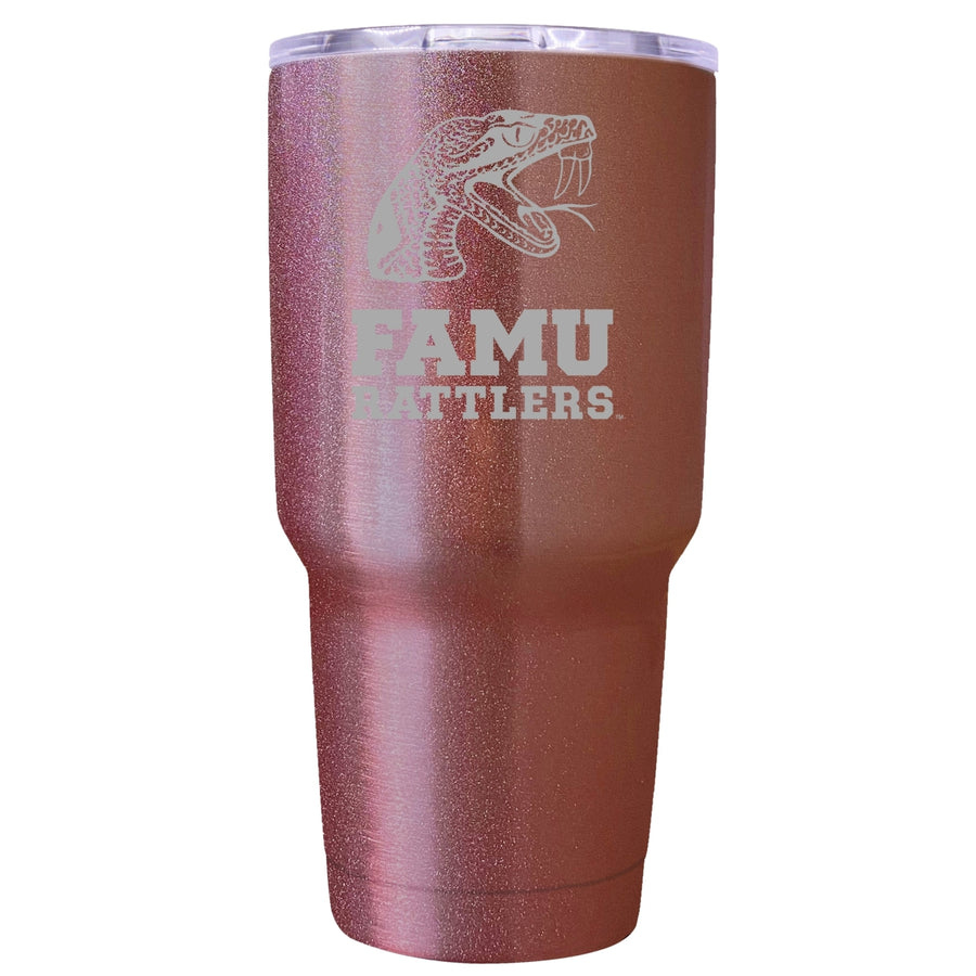 Florida AandM Rattlers Premium Laser Engraved Tumbler - 24oz Stainless Steel Insulated Mug Rose Gold Image 1