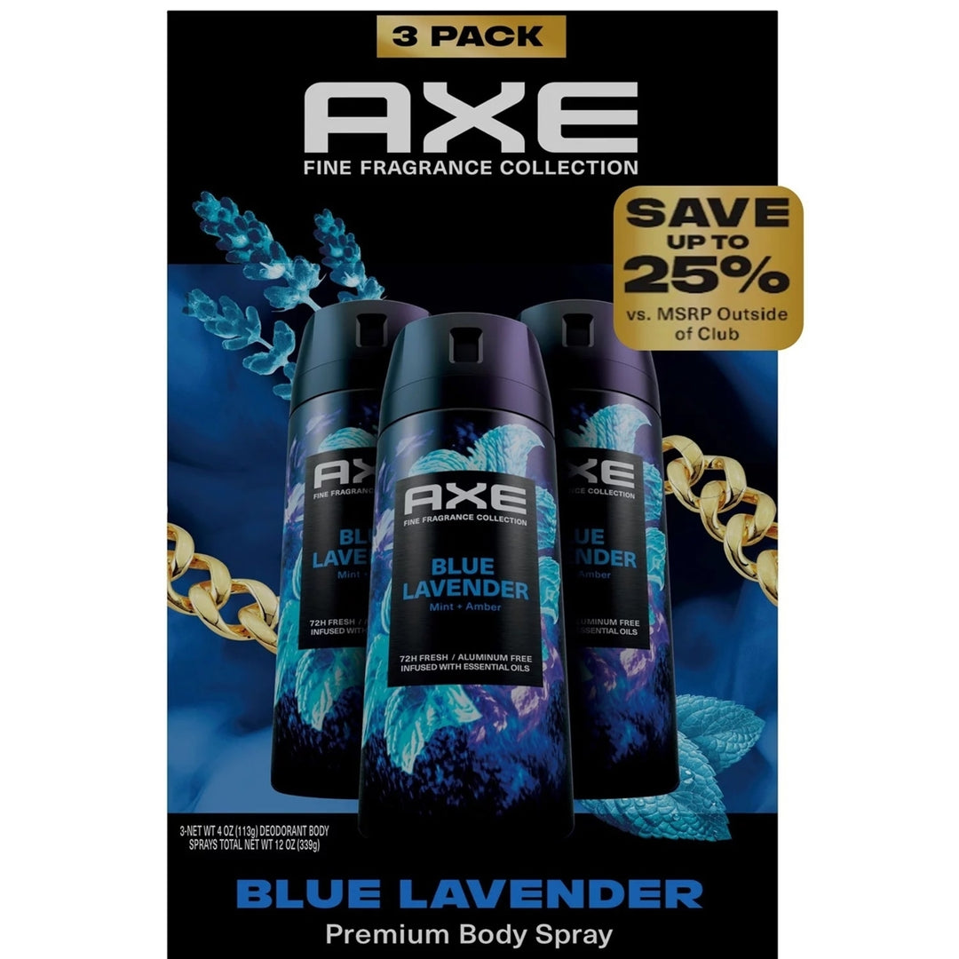 Axe Fine Fragrance Collection Premium Deodorant Body SprayBlue Lavender (3 Ct) Image 1