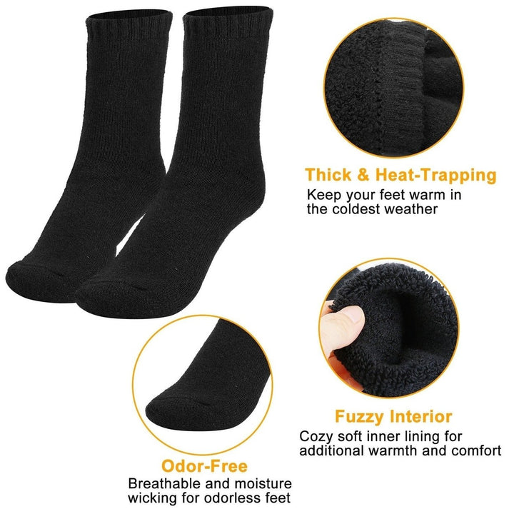 3 Pairs Men Warm Wool Socks Soft Cozy Winter Thermal Socks For Men Thick Heat-Trapping Moisture Wicking Socks Image 7