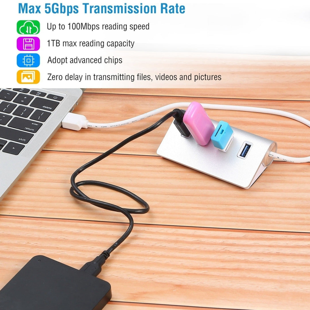 4 Ports USB3.0 Hub 5Gbps USB3.0 Aluminum Expansion Hub Splitter File Video Date Reader Transmission Image 3