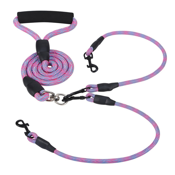 Double Dogs Leash No-Tangle Dogs Lead Reflective Dogs Walking Leash with Swivel Coupler Padded Handle Image 1