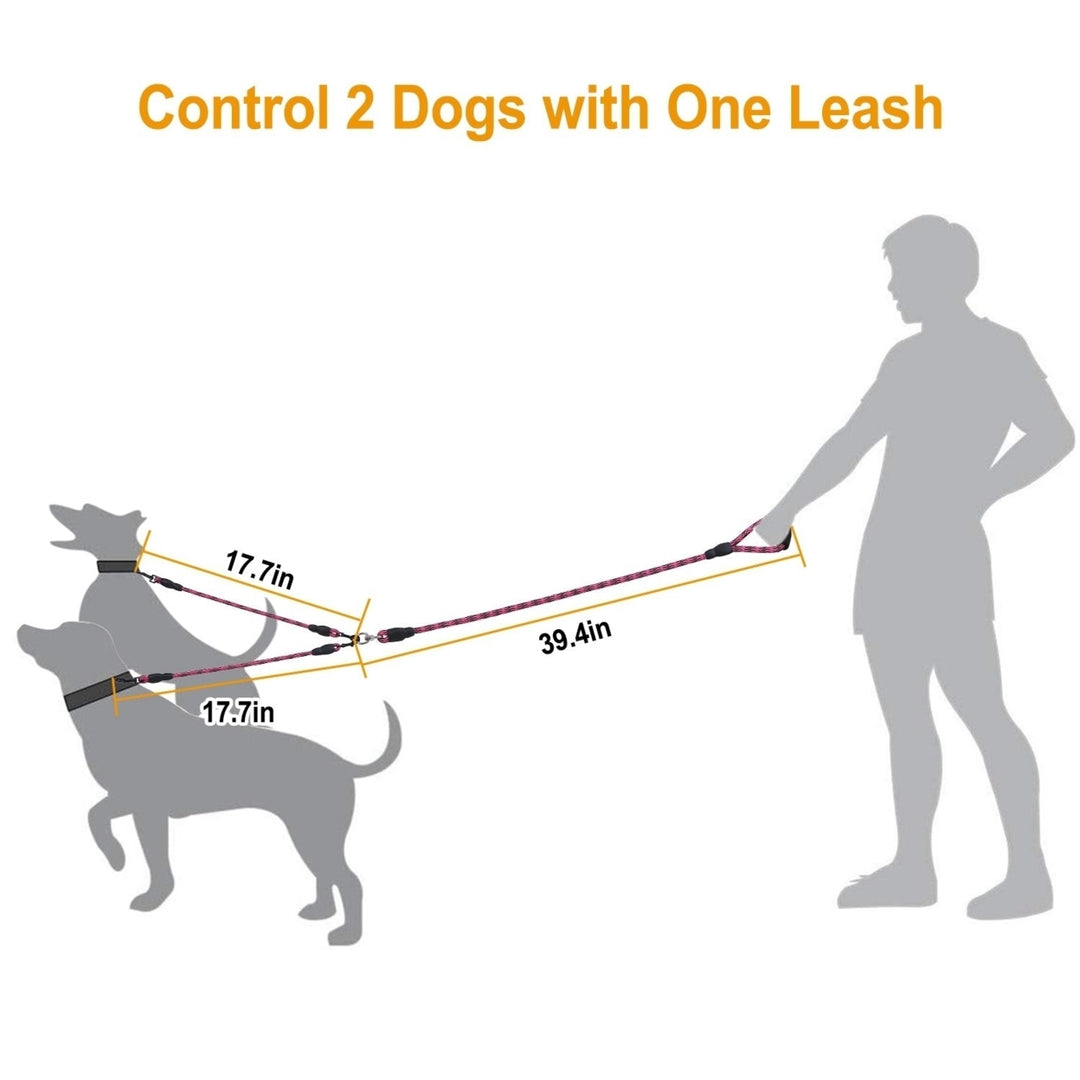 Double Dogs Leash No-Tangle Dogs Lead Reflective Dogs Walking Leash with Swivel Coupler Padded Handle Image 12