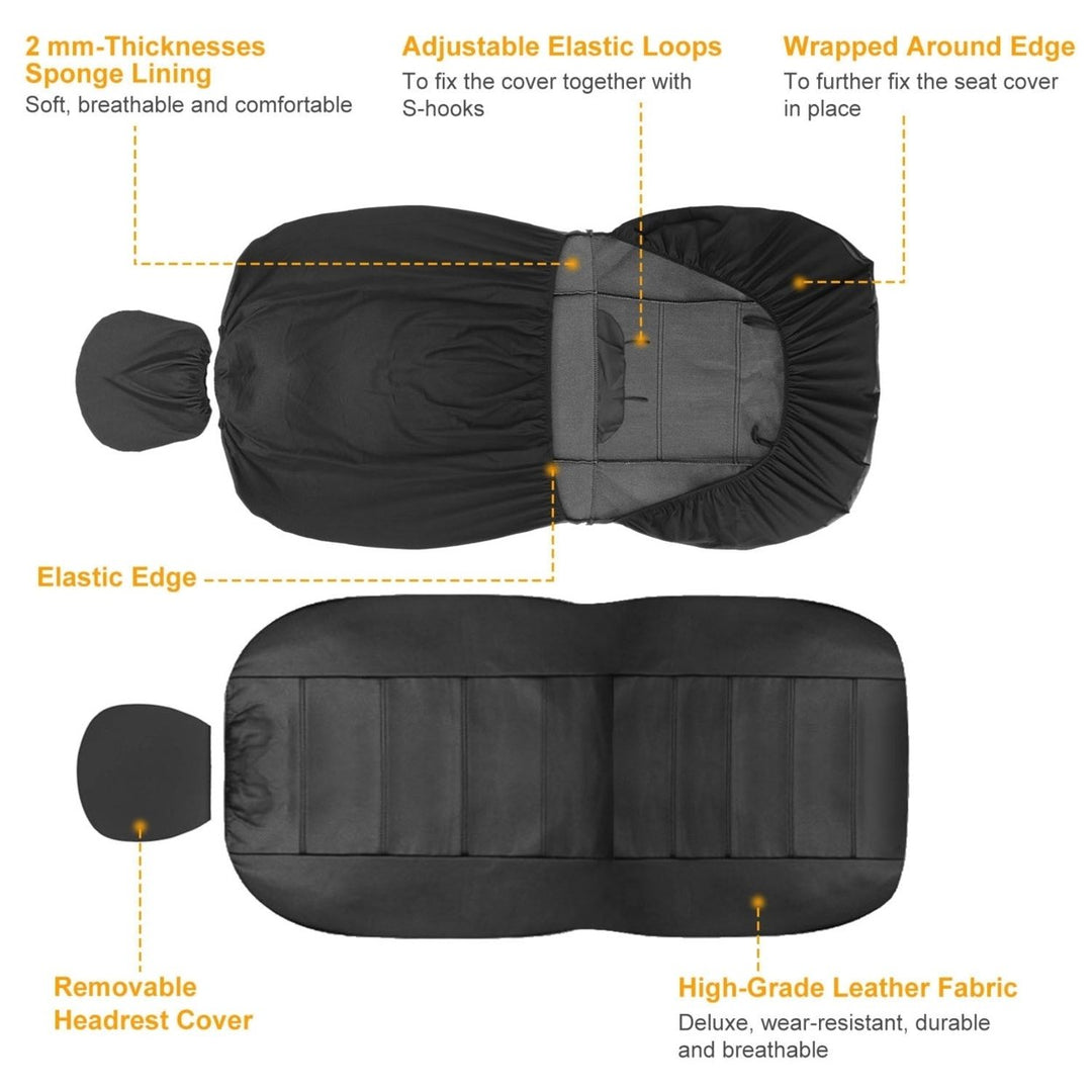 9Pcs Car Seat Cover Set PU Leather Auto Seat Cover Protector Front Back Seat Protector Cushion Image 7