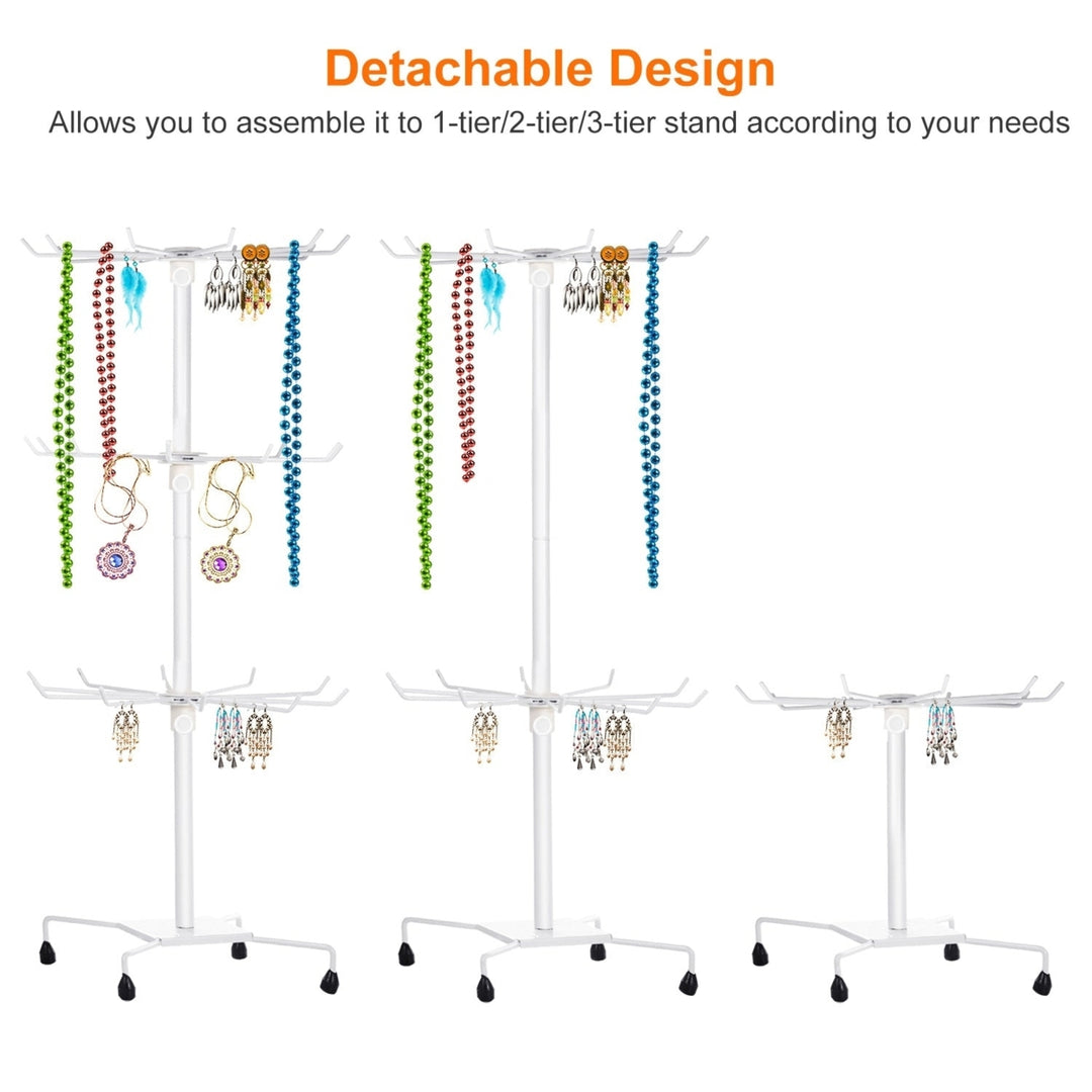 3-Tier Metal Jewelry Rack 30-Hook Necklaces Bracelets Display Stand Organizer Spinning Tower Holder Image 9