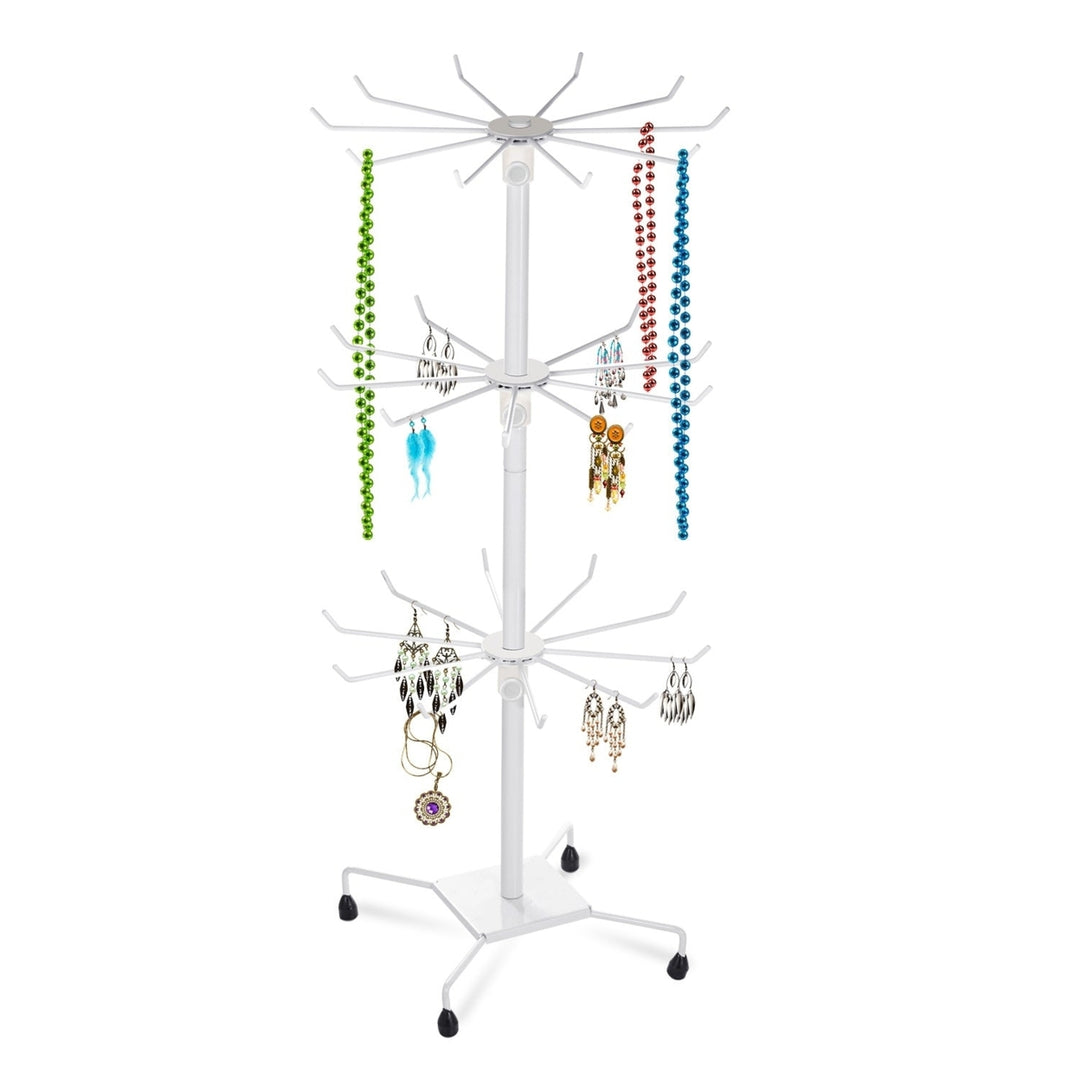 3-Tier Metal Jewelry Rack 30-Hook Necklaces Bracelets Display Stand Organizer Spinning Tower Holder Image 11