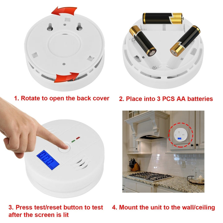 Battery Operated CO Carbon Monoxide Sensor Alarm Image 4