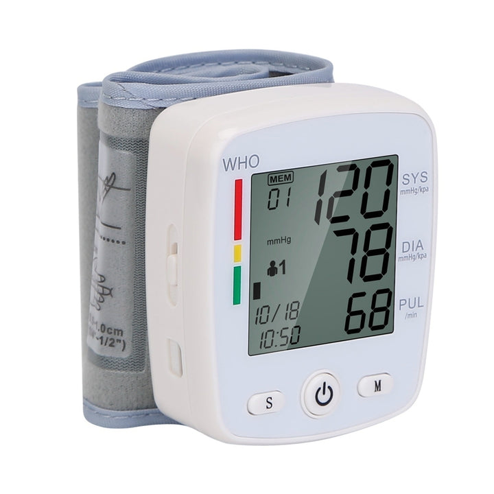 Blood Pressure Monitor Wrist Digital High Blood Pressure Cuff Heartbeat Tester Image 1