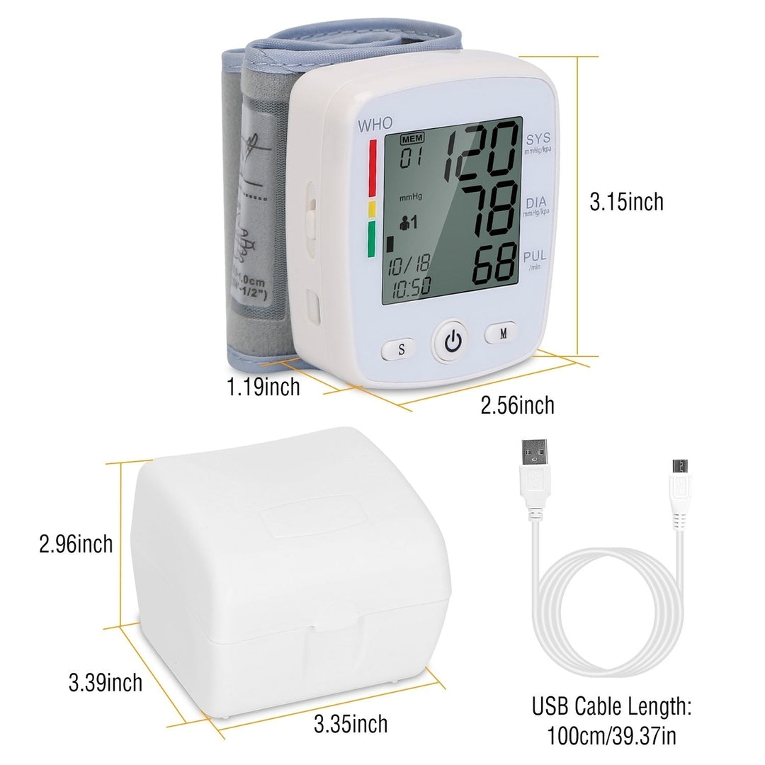 Blood Pressure Monitor Wrist Digital High Blood Pressure Cuff Heartbeat Tester Image 10