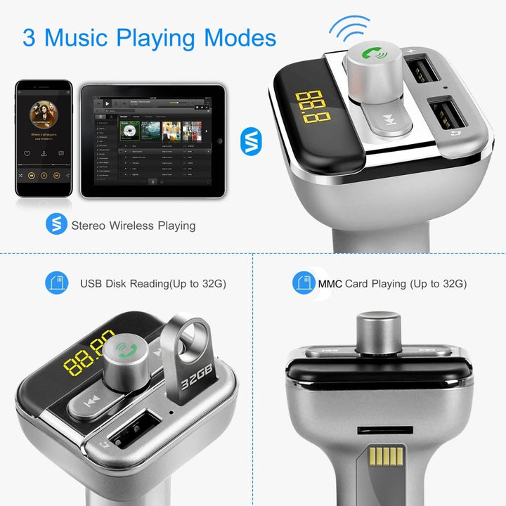 Car Wireless FM Transmitter 3.4A Dual USB Charge Hands-free Call Car MP3 Player Image 3