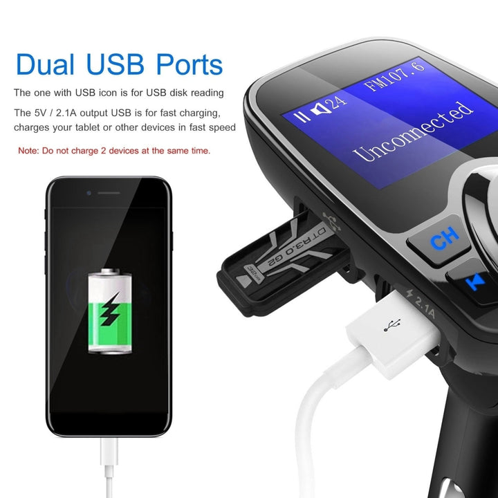 Car Wireless FM Transmitter MP3 Player Hand-Free Call USB Charger AUX Input Image 3