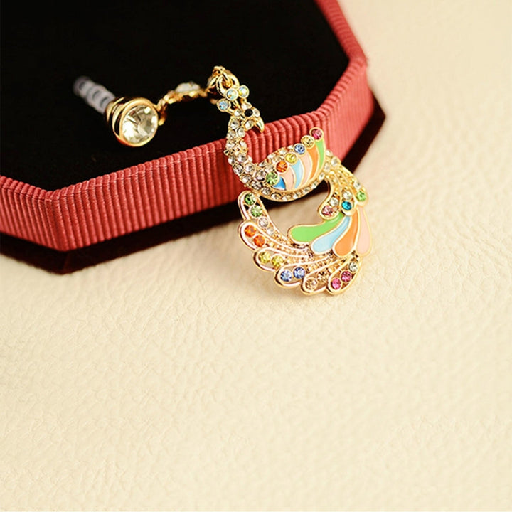 Colorful Crystal Diamond Phoenix Dust Cap Pendant for Cell Phone 3.5mm Jack Image 6