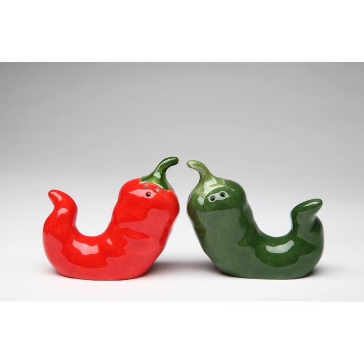 Kevins Gift Shoppe Ceramic Chili Pepper Shaped Salt and Pepper Shakers Image 3