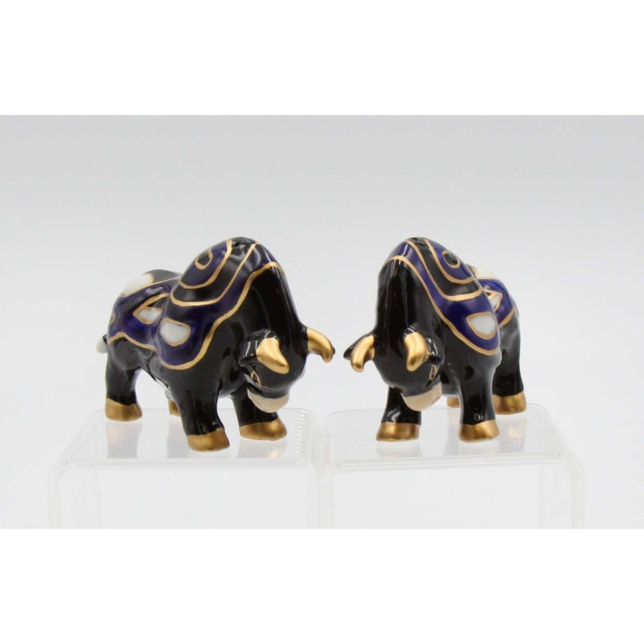 Ceramic Black Bull Salt and Pepper Shakers with Gold Accents 4 inches Image 2