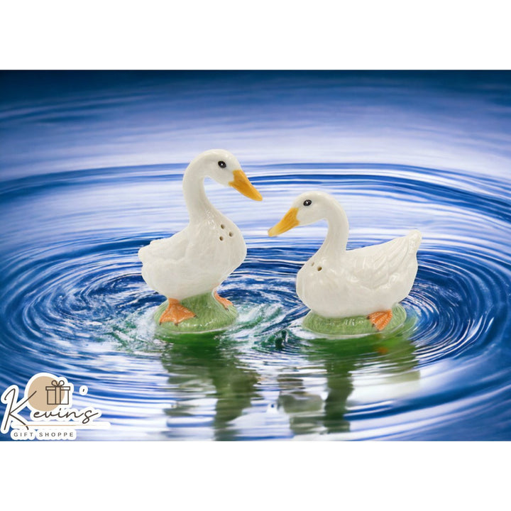 Hand Painted Ceramic Duck Salt and Pepper Shakers Gift Image 1