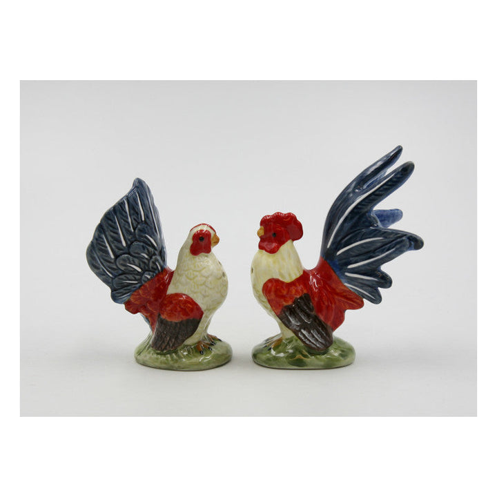 Ceramic Mini Blue Rooster Salt and Pepper Shakers Image 3