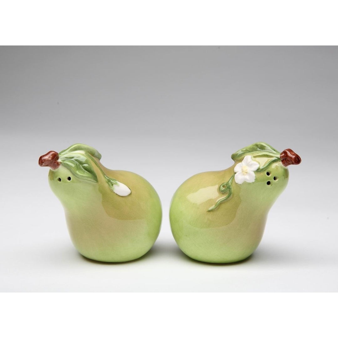 Hand Painted Ceramic Pear Salt and Pepper Shakers 2 7/8 inch Image 3