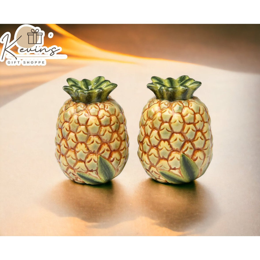 Hand Painted Ceramic Pineapple Salt and Pepper Shakers Summer Gift Image 1