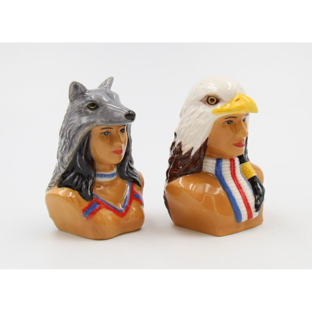 Ceramic Native American Indian Salt and Pepper Shakers Home Gift Image 2