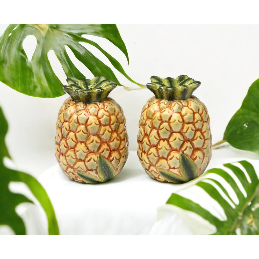 Hand Painted Ceramic Pineapple Salt and Pepper Shakers Summer Gift Image 2