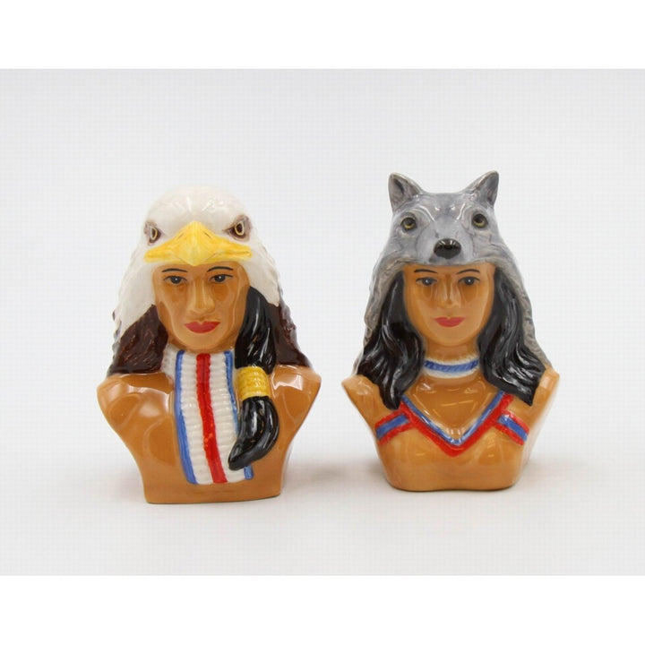 Ceramic Native American Indian Salt and Pepper Shakers Home Gift Image 3