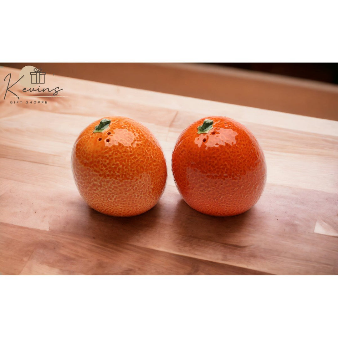 Hand Painted Ceramic Orange Salt and Pepper Shakers 2.25 Inch Image 1