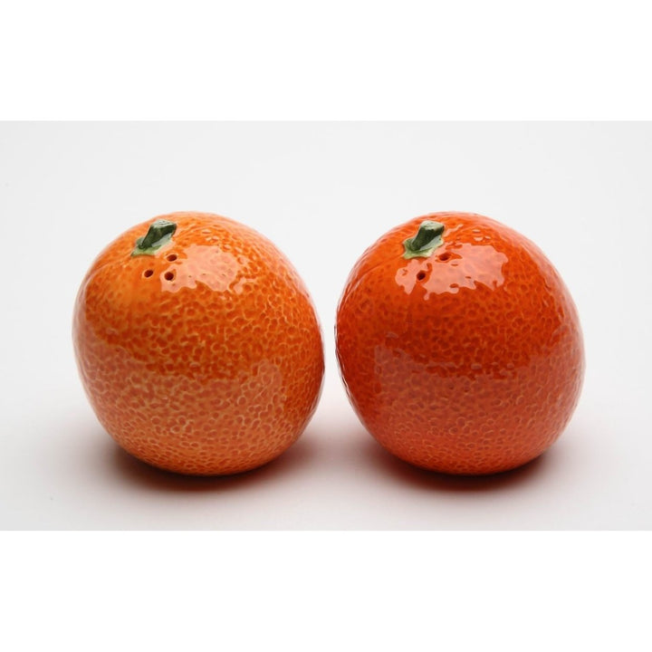 Hand Painted Ceramic Orange Salt and Pepper Shakers 2.25 Inch Image 3