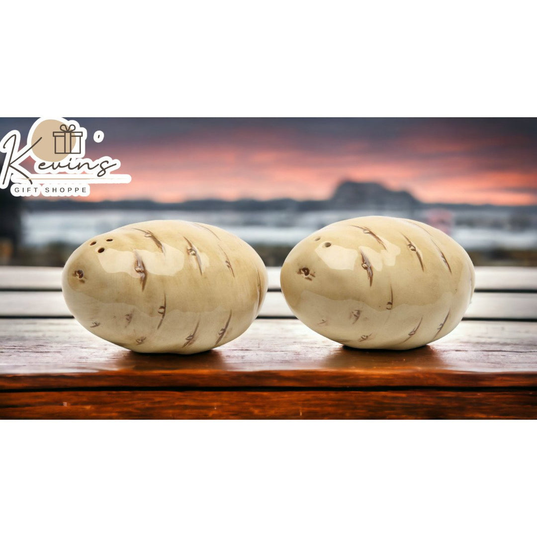 Hand Painted Ceramic Potato Salt and Pepper Shakers 3 inch Image 1